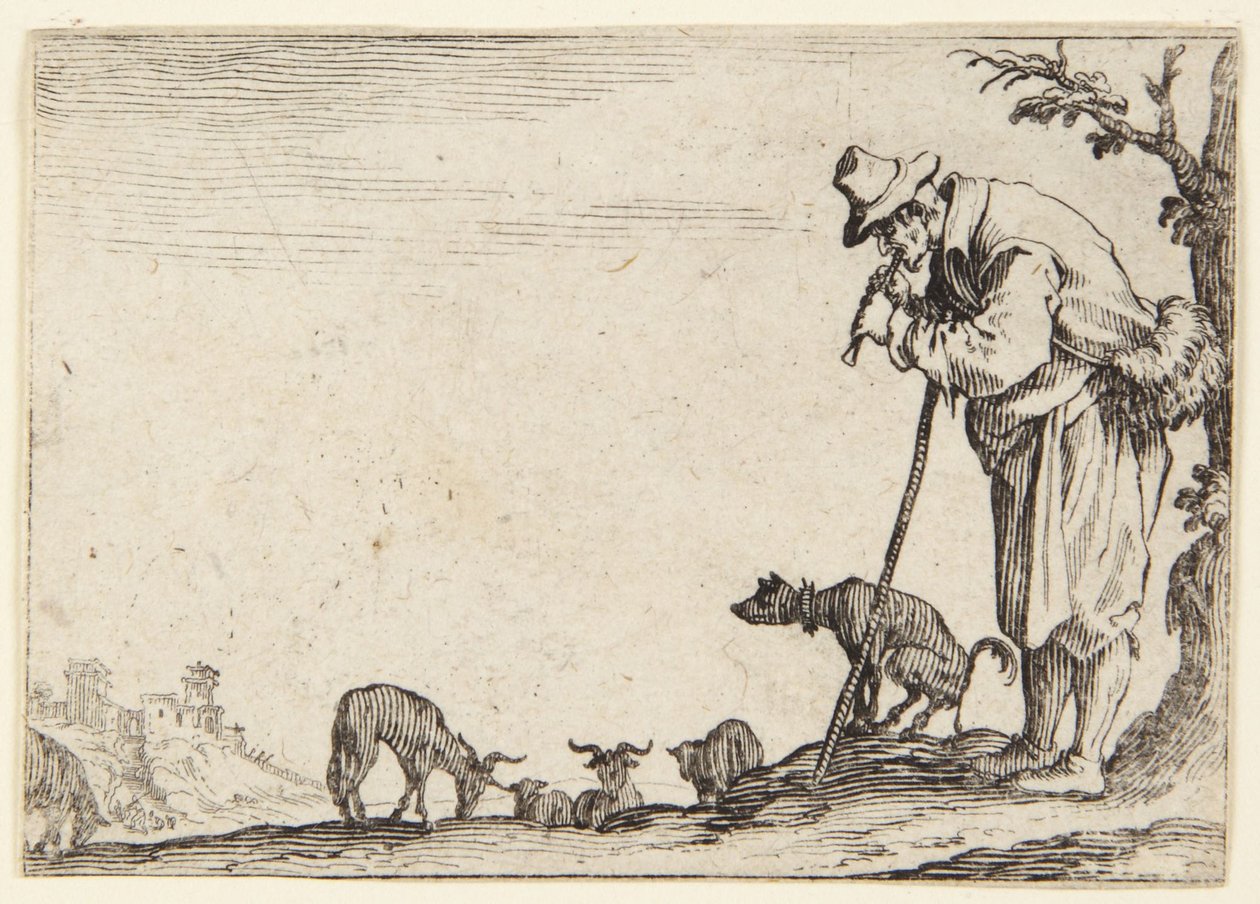 Huilua soittava paimen tekijältä Jacques Callot