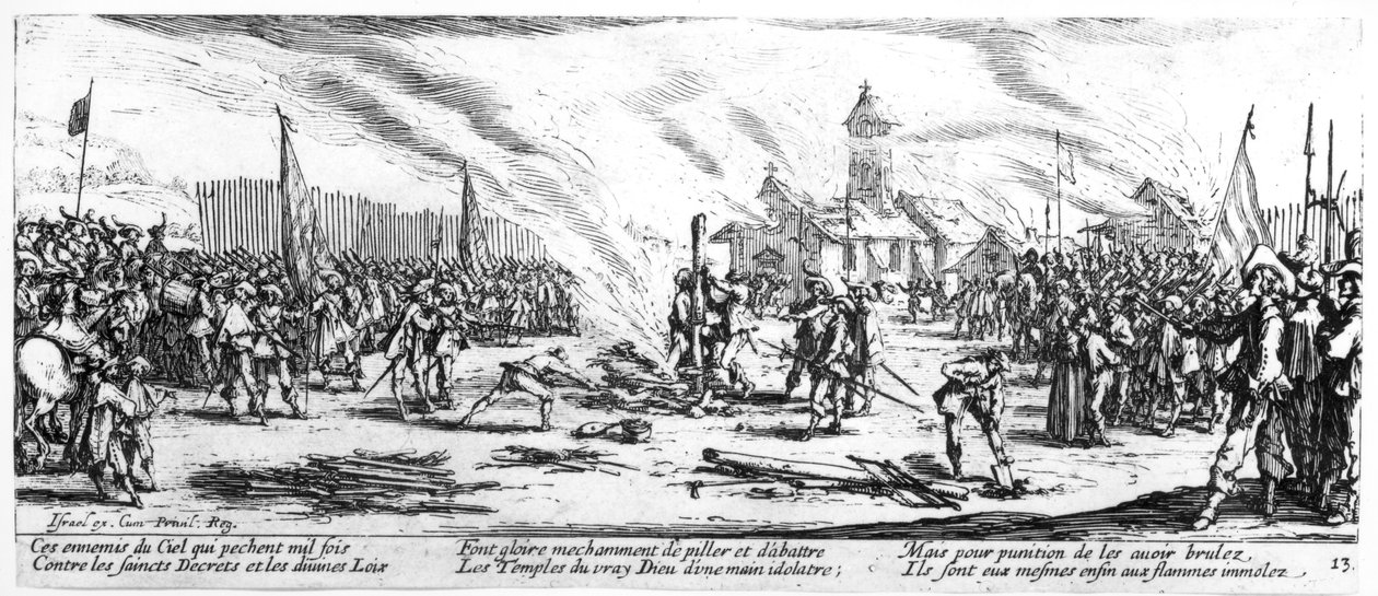 Paalu, levy 13 teoksesta "The Miseries and Fortunes of War", kaiverrettu Israel Henriet (n.1590-1661) 1633 tekijältä Jacques Callot