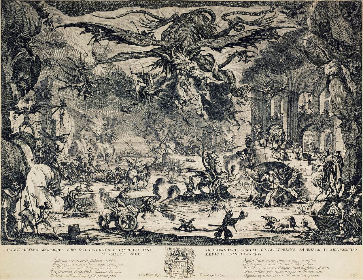 Pyhän Antoniuksen kiusaus, 1635. tekijältä Jacques Callot
