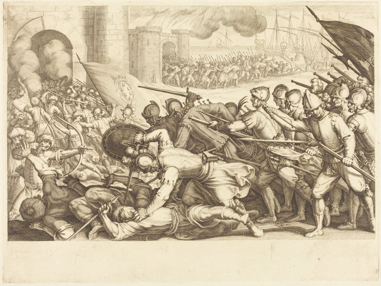 Joukot murtautuvat kaupungin portista tekijältä Jacques Callot