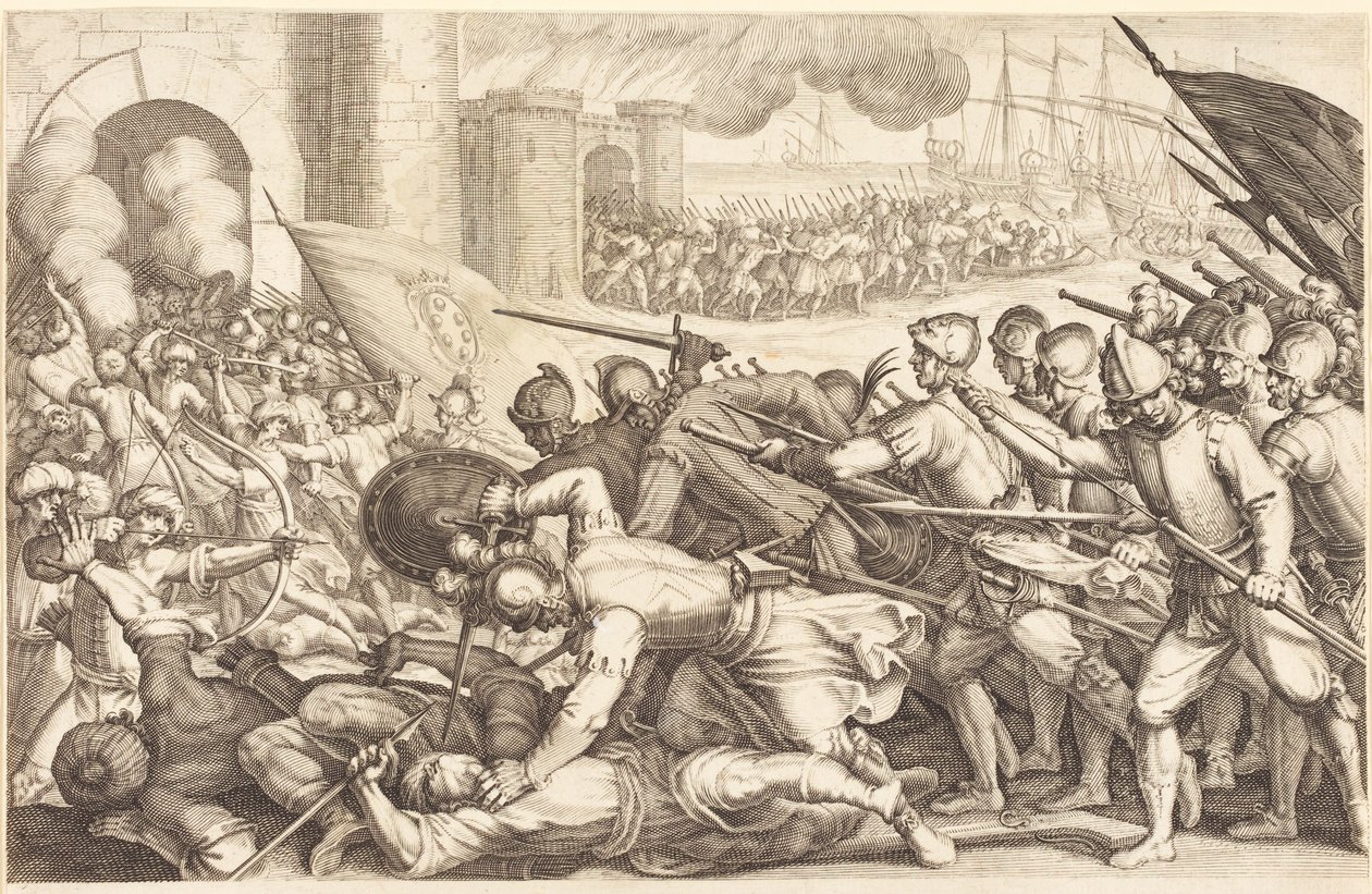 Joukot murtautuvat kaupungin portista tekijältä Jacques Callot