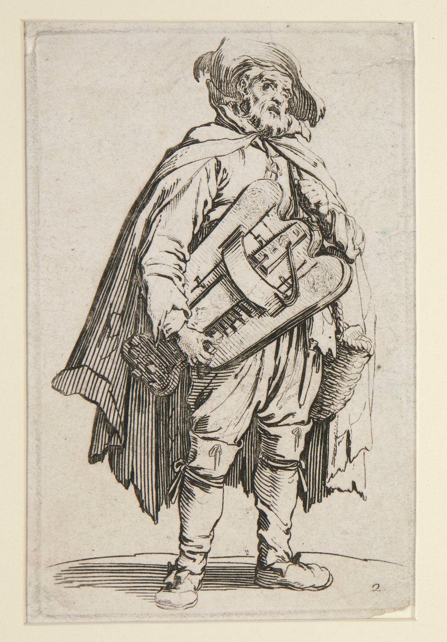 The Beggars (Le Joueur de Vielle) hurdy-gurdy-soitin tekijältä Jacques Callot