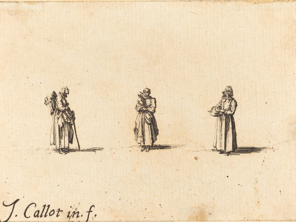 Kolme naista, yksi kädessään lasta tekijältä Jacques Callot