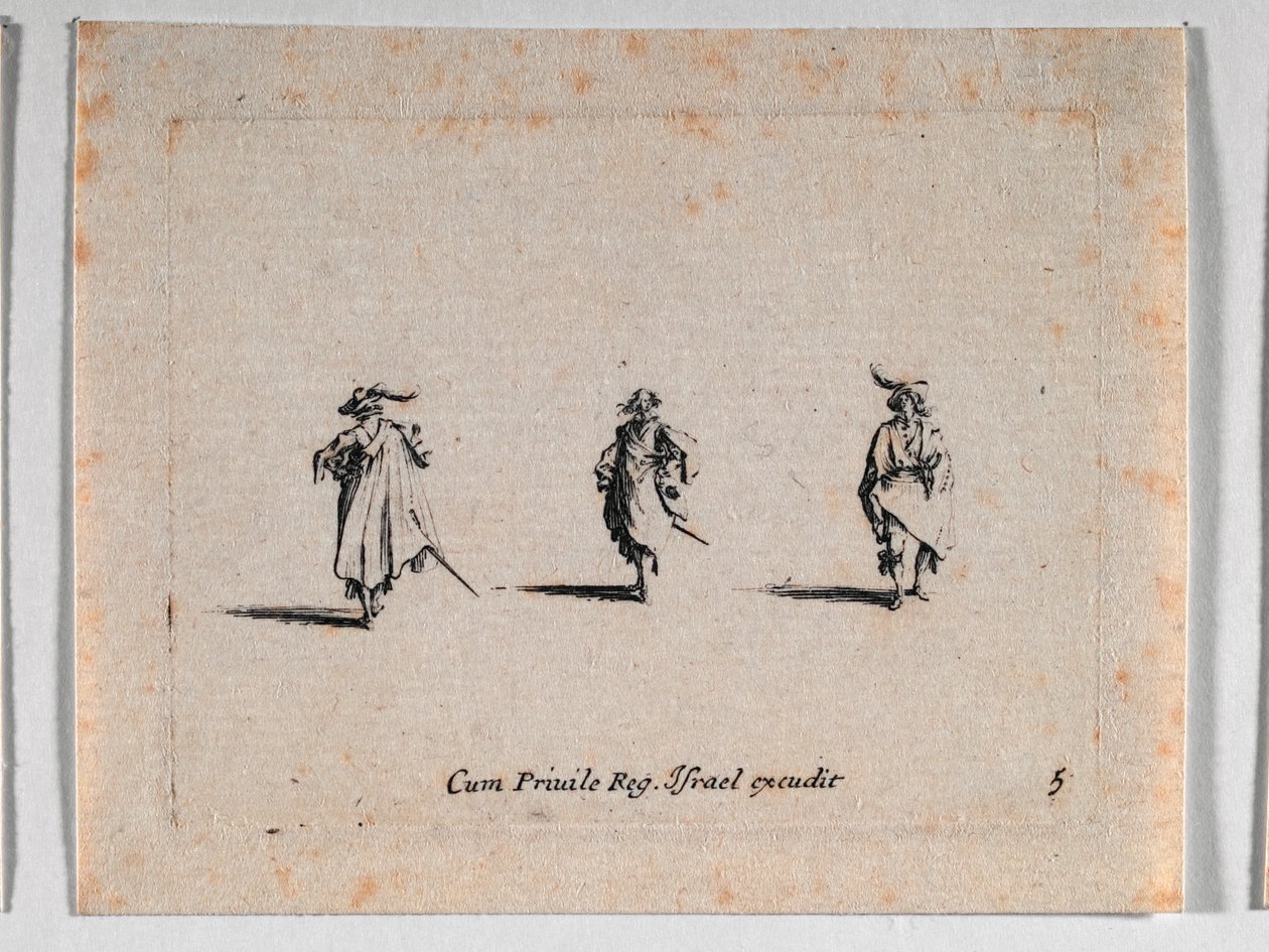 Kolme ratsumiestä, teoksesta Les Fantaisies de Noble J. Callot ... tekijältä Jacques Callot