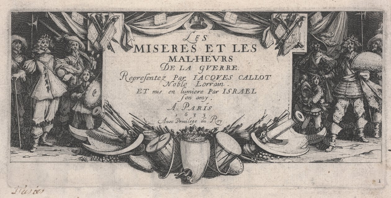 Otsikkosivu, Sodan kurjuudet tekijältä Jacques Callot