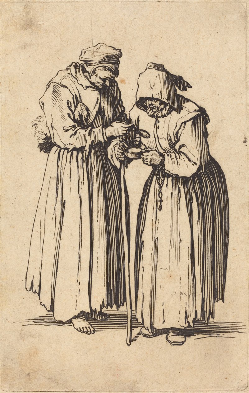 Kaksi kerjäläistä naista tekijältä Jacques Callot