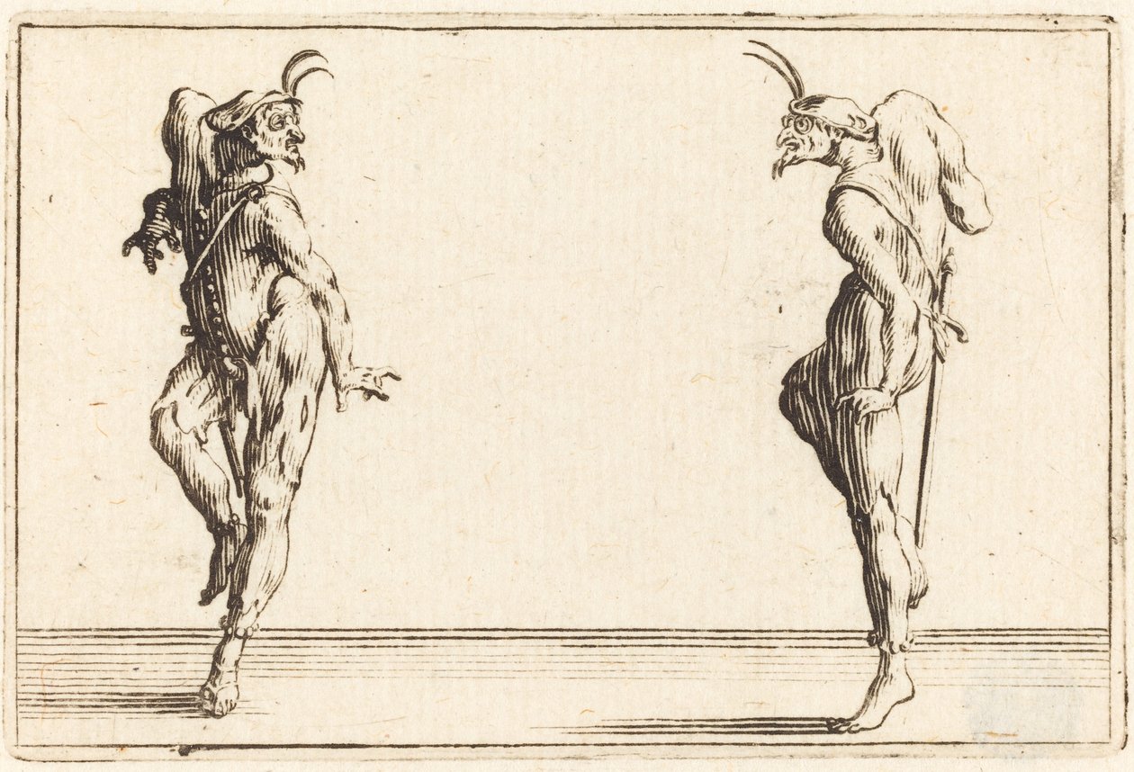 Kaksi Pantaloonia tanssivat tekijältä Jacques Callot