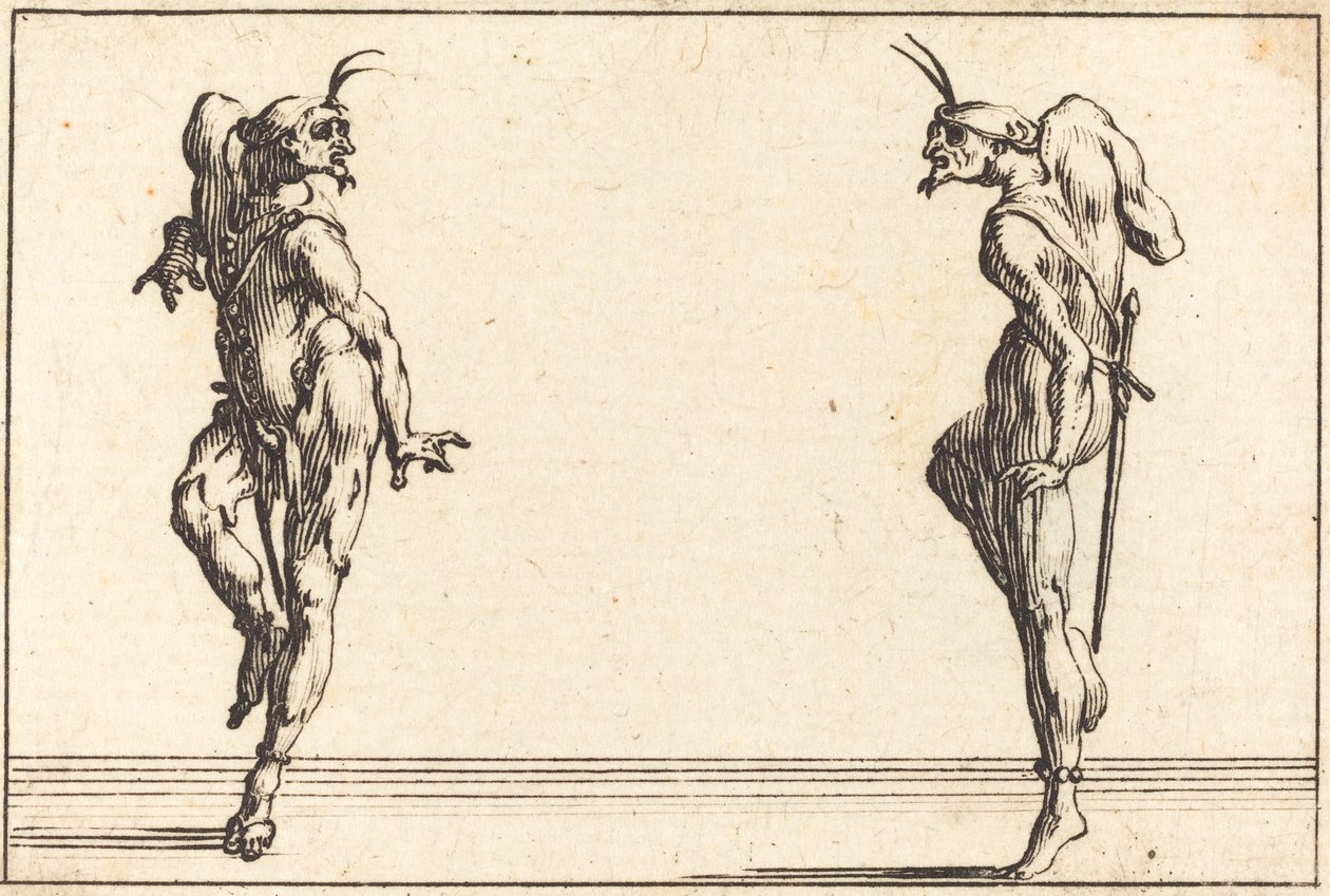 Kaksi Pantaloonia tanssivat tekijältä Jacques Callot