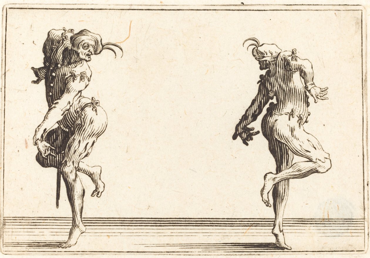 Kaksi Pantaloonia tanssivat tekijältä Jacques Callot