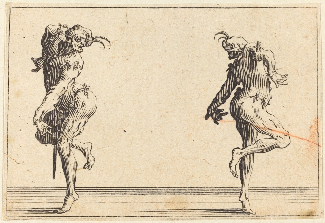 Two Pantaloons Dancing, c. 1622. tekijältä Jacques Callot