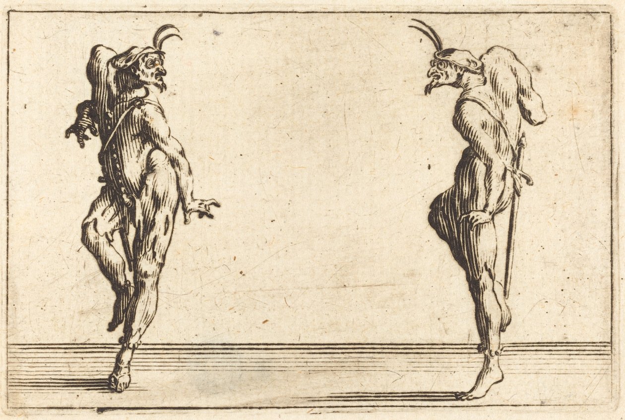 Two Pantaloons Dancing, c. 1622. tekijältä Jacques Callot