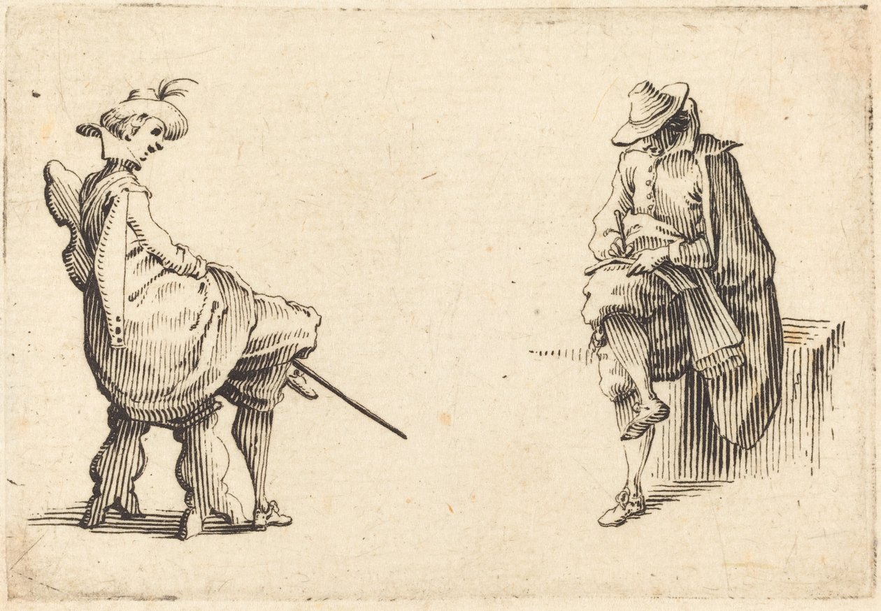 Kaksi istuvaa hahmoa tekijältä Jacques Callot
