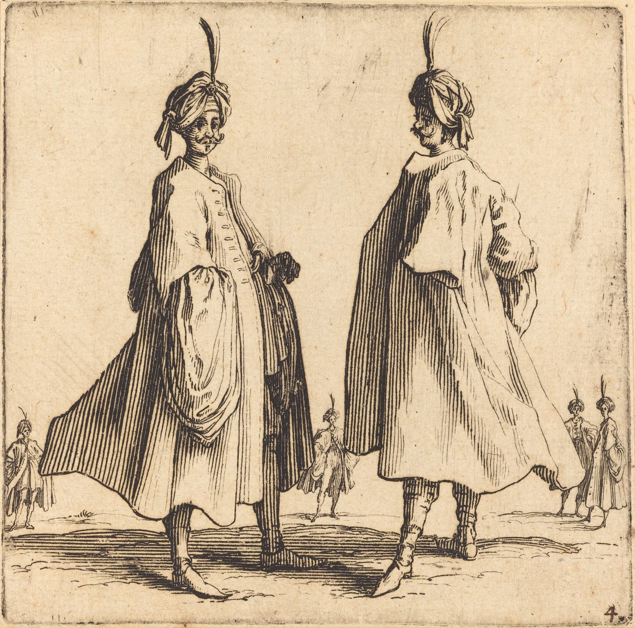 Kaksi turkkilaista, 1617 ja 1621. tekijältä Jacques Callot