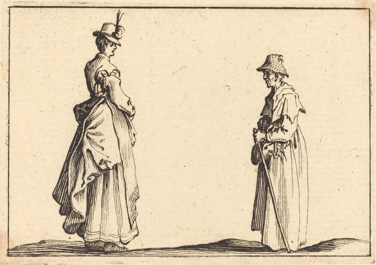 Kaksi naista profiilissa, c. 1617. tekijältä Jacques Callot