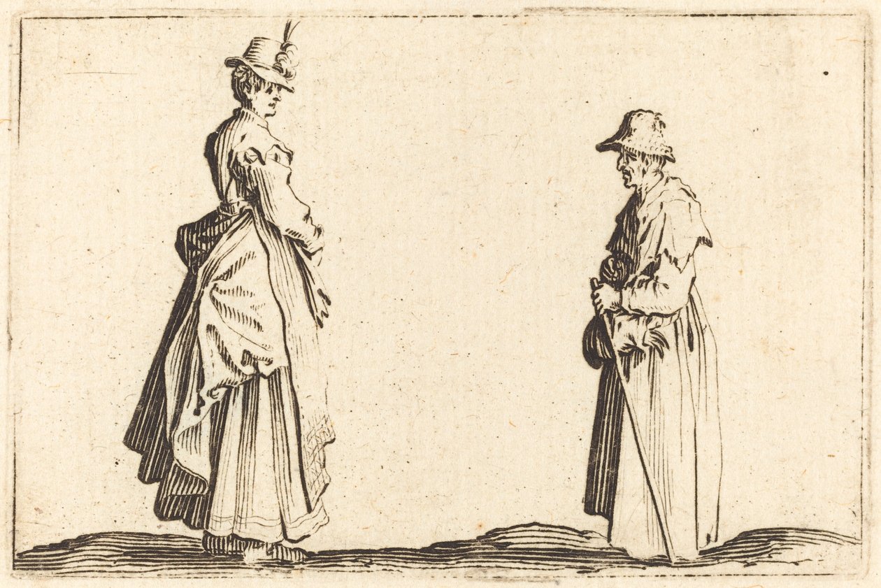 Kaksi naista profiilissa, c. 1622. tekijältä Jacques Callot