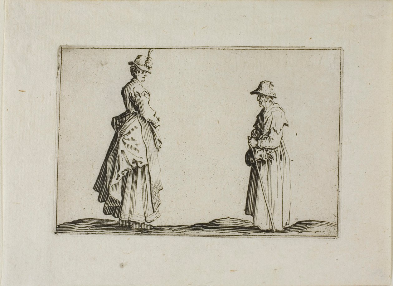 Kaksi naista profiilissa, The Capricesista tekijältä Jacques Callot