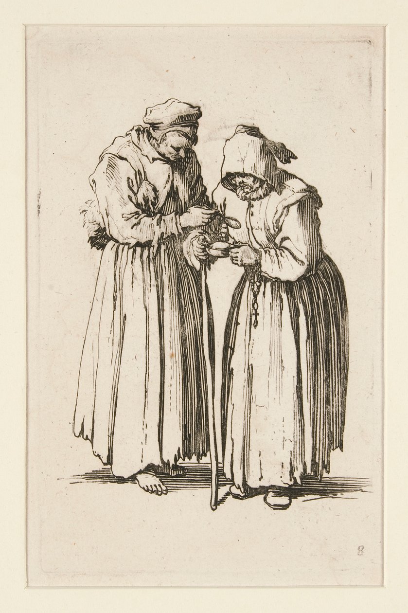 Kaksi kerjäläistä naista, Kerjäläisistä (Les deux mendiantes) tekijältä Jacques Callot