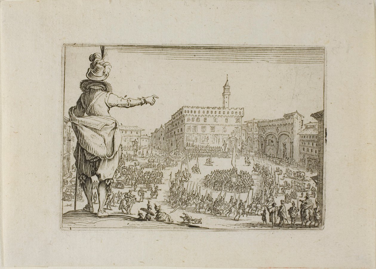 Näkymä Piazza Signorialle, Capricesista tekijältä Jacques Callot
