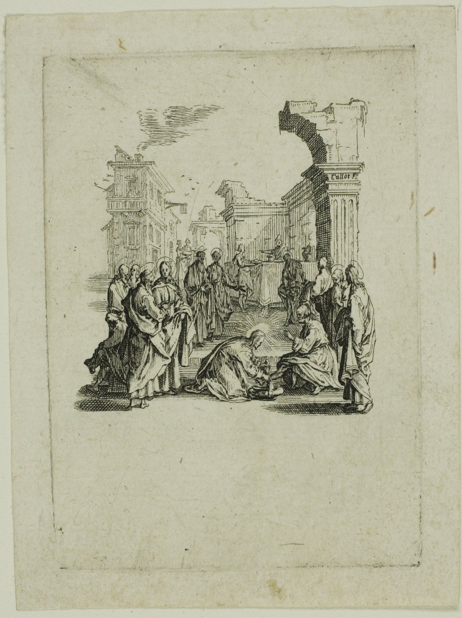 Jalkojen pesu, kappaleesta Pieni passio tekijältä Jacques Callot
