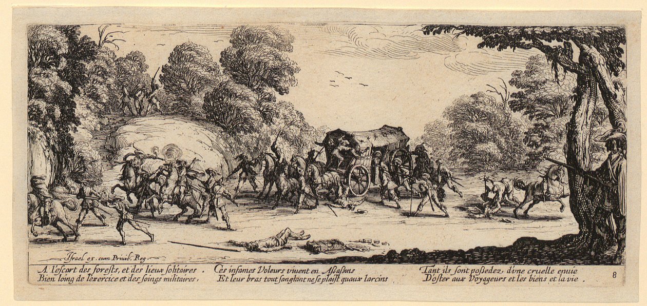 postivaunujen hyökkäys, sarjan ”Sodan kauhut” 8. osa tekijältä Jacques Callot