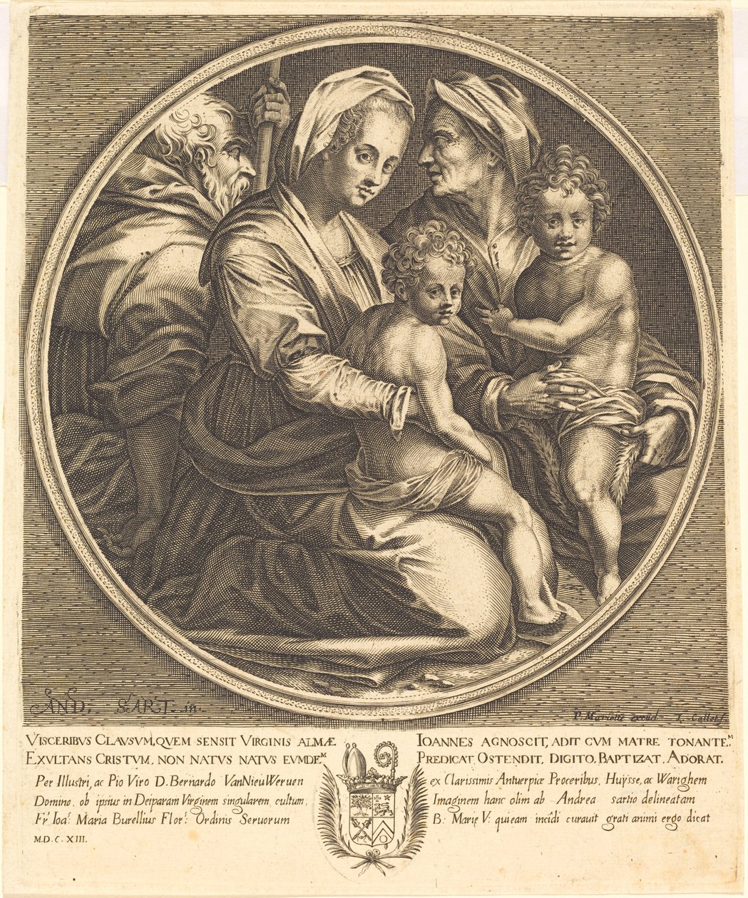 Pyhä perhe tekijältä Jacques Callot after Andrea del Sarto