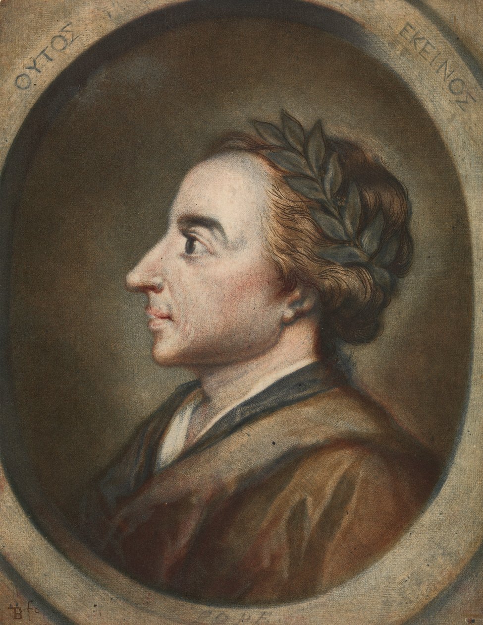Alexander Pope, runoilija 1744 tekijältä Jacques Christophe Le Blon