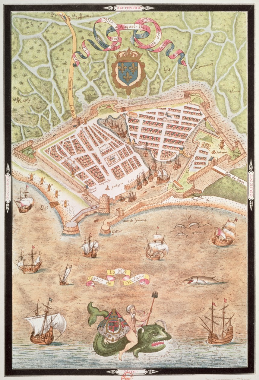Fascimile Le Havren suunnitelmasta vuonna 1583, Les Premiers Oeuvres de Jacques Devaulx Pillote en la Marinesta tekijältä Jacques Devaulx