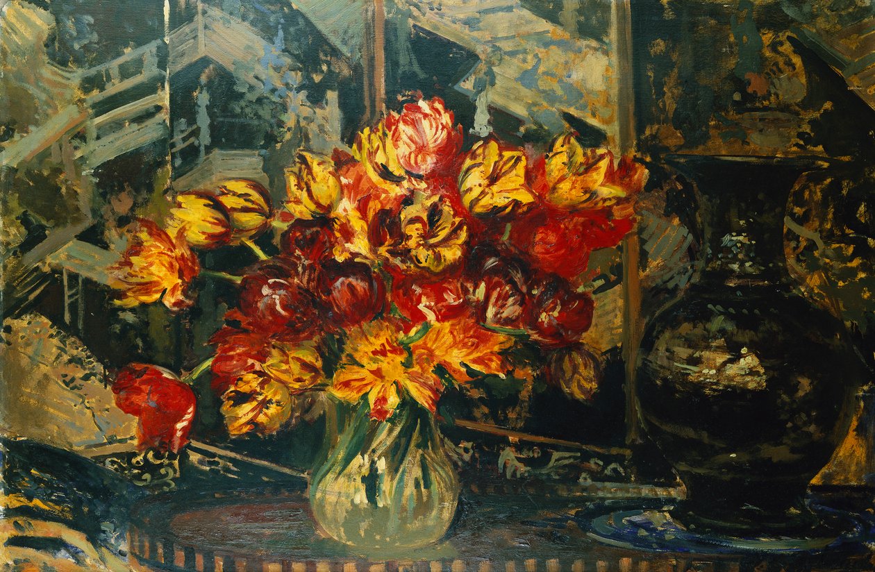 Tulppaanikimppu ja seula; Bouquet de Tulipes au Paravent, tekijältä Jacques Emile Blanche