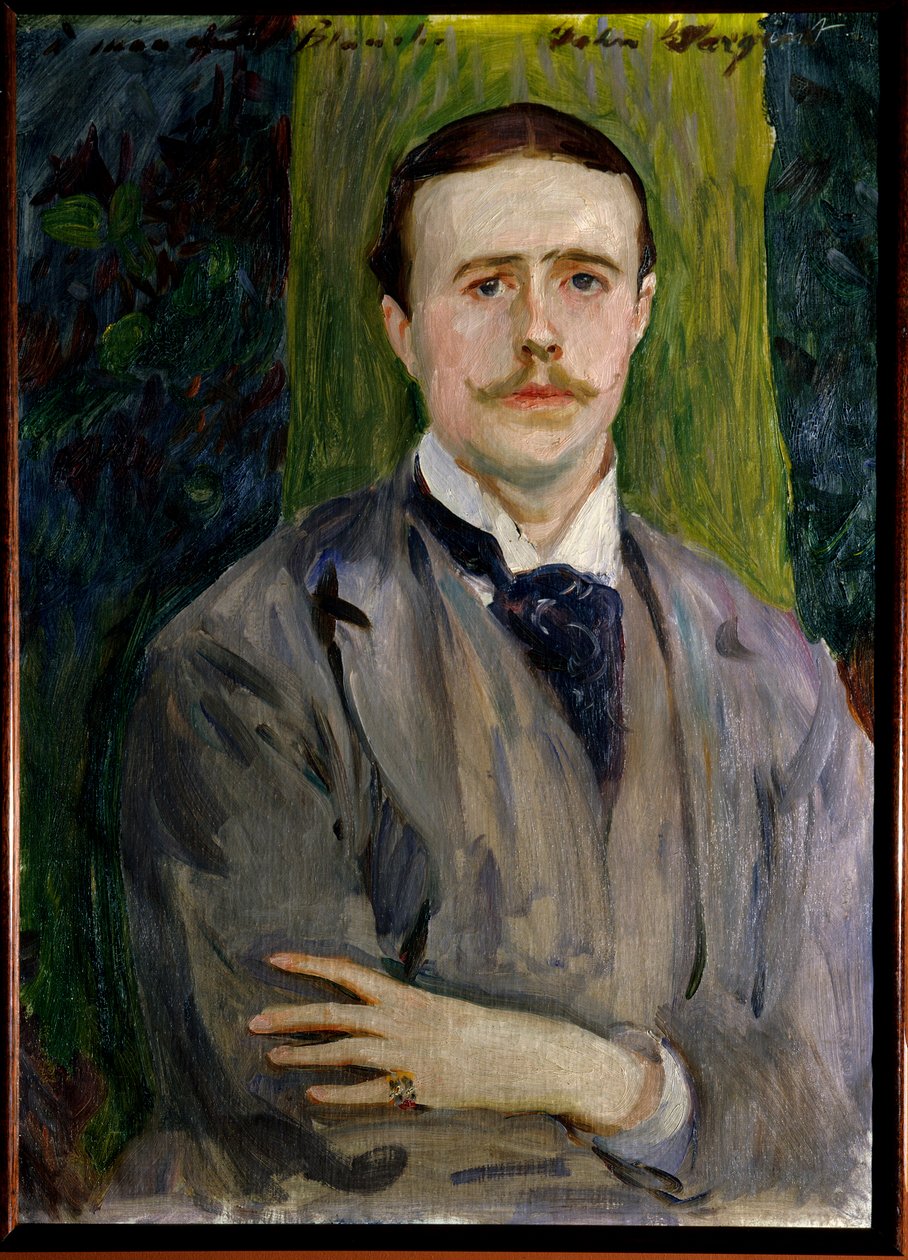 Jacques Emilen (Jacques-Emile) Blanchen (1861-1942), ranskalaisen taidemaalarin muotokuva. Amerikkalaisen John Singer Sargentin (1856-1925) maalaus. Rouen, Kuvataidemuseo tekijältä Jacques Emile Blanche