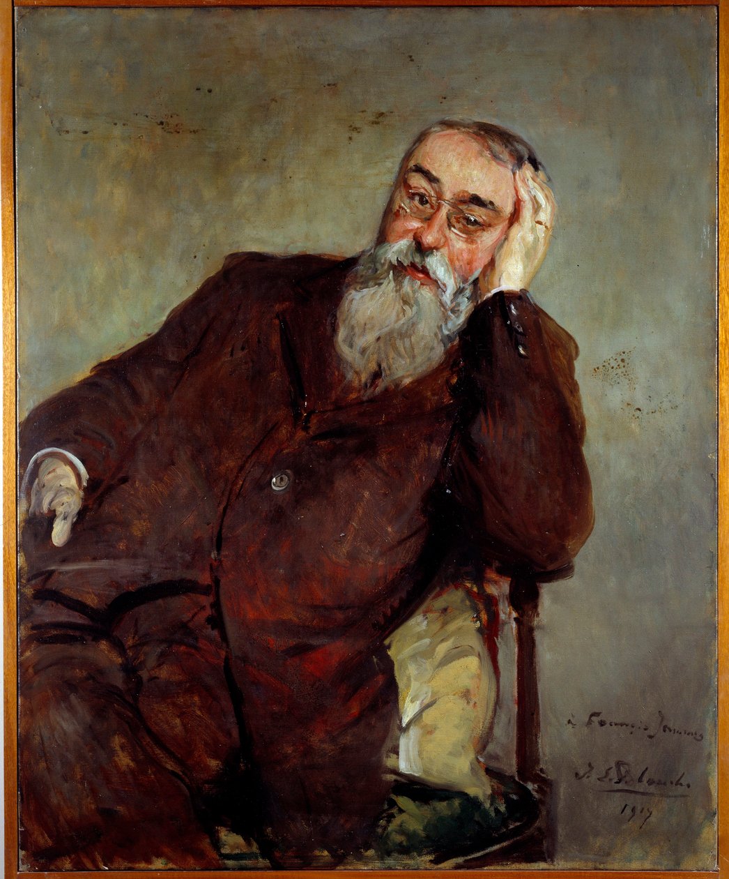 Tutkimus Francis Jammesin (1868-1938) ranskalaisen kirjailijan muotokuvaa varten Jacques Emilen (Jacques-Emile) Blanchen (1861-1942) maalaus 1917 Su. 1x0,81 m Rouen, musee des Beaux Arts tekijältä Jacques Emile Blanche