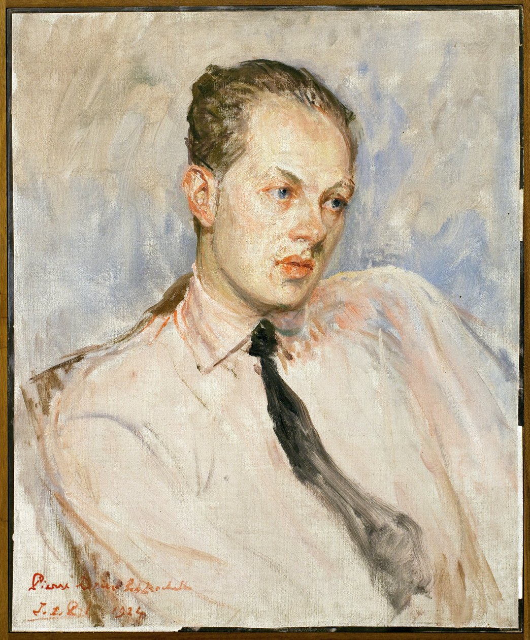 Tutkimus Pierre Drieu La Rochellen (1893-1945) muotokuvaa varten. Jacques Emile Blanchen (1861-1942) maalaus öljy kankaalle tekijältä Jacques Emile Blanche