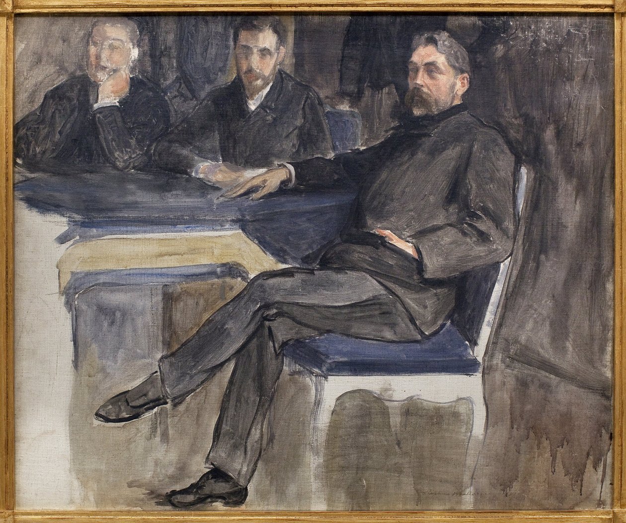 Opiskelu Stephane Mallarmen (1842-1898) ja hänen ystäviensä muotokuvaa varten La Revue Independantesta. Jacques Emile Blanchen (1861-1942) maalaus öljy kankaalle tekijältä Jacques Emile Blanche