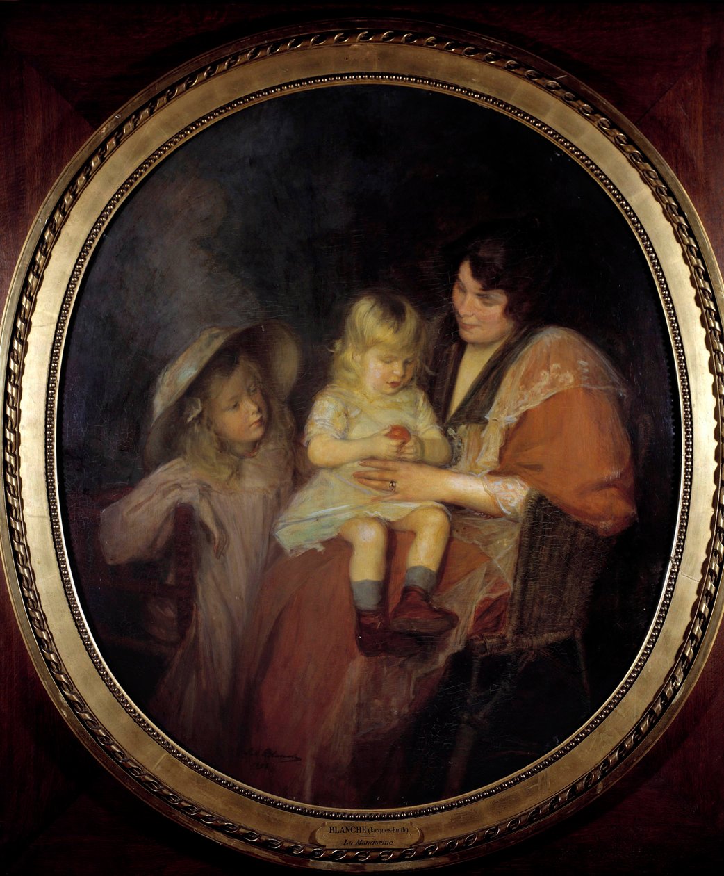Tangerin Äiti ja hänen kaksi lastaan. Jacques Emilen (Jacques-Emile) Blanchen (1861-1942) maalaus 1898 Su. 1,4x1,2 m. Pariisi, Musee du petit Palais tekijältä Jacques Emile Blanche