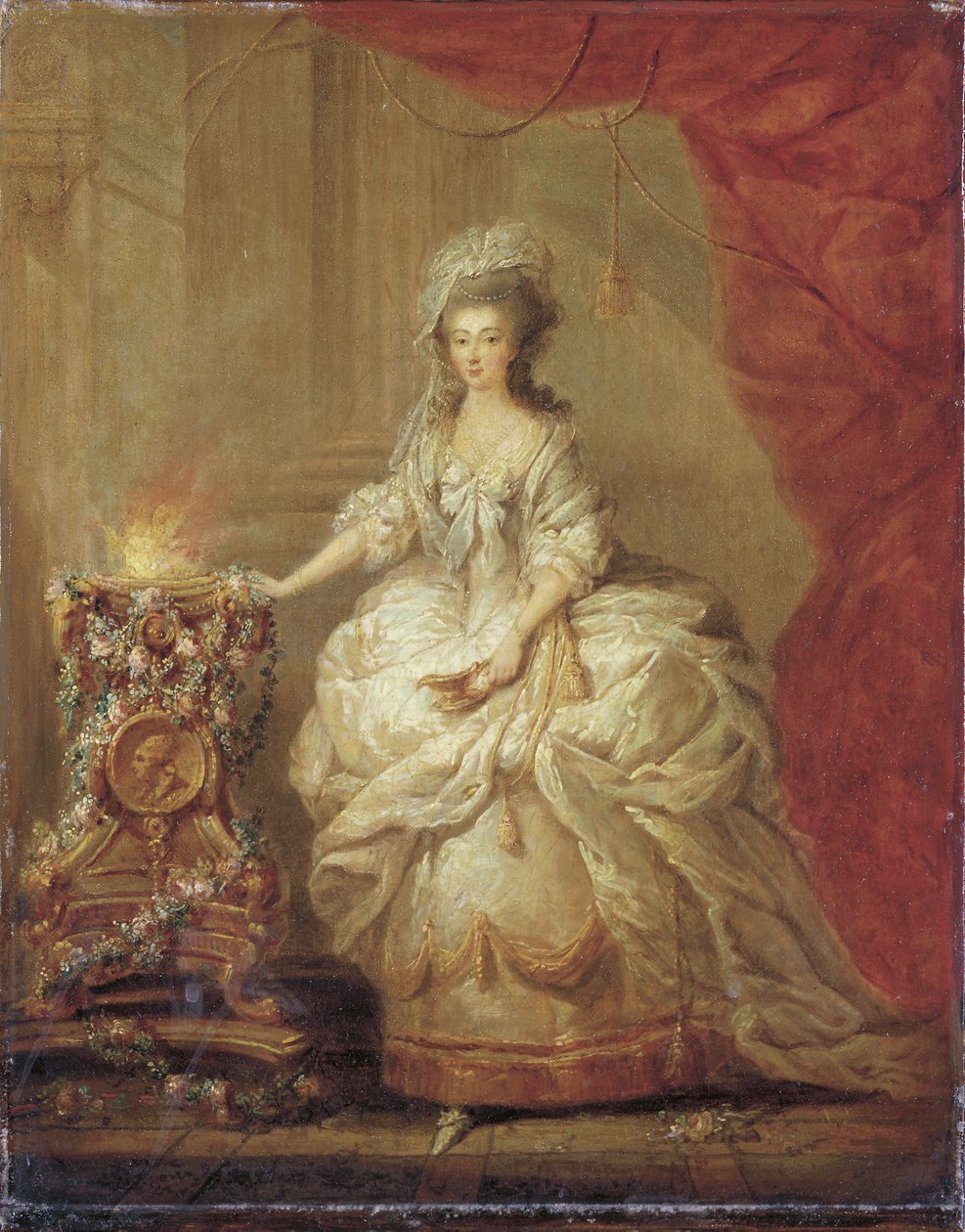 Neitsyeksi pukeutuneen naisen muotokuva, jonka sanotaan olevan Marie-Antoinette tekijältä Jacques Fabien Gautier dAgoty
