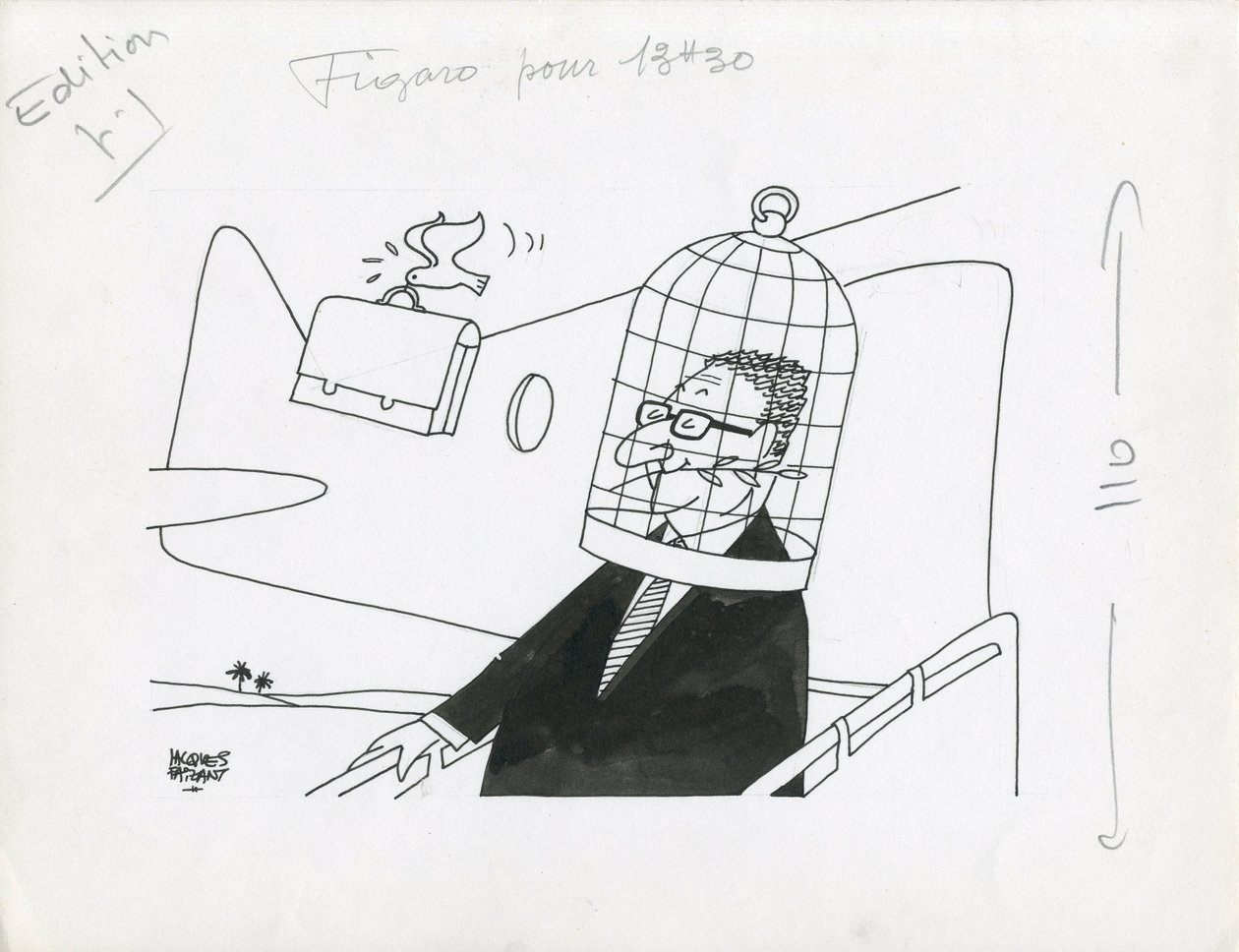 Le Figaro, mustavalkoinen satiiri tekijältä Jacques Faizant