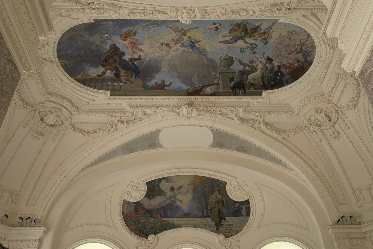 Décoration du pavillon Nord du Petit Palais - Le triomphe de Paris (katto) - Pariisi, älyllinen pääkaupunki (Demi-coupole), vuosina 1913-1919 (öljy) tekijältä Jacques Fernand Humbert