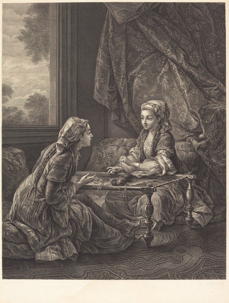 La Confidence tekijältä Jacques Firmin Beauvarlet after Carle Van Loo