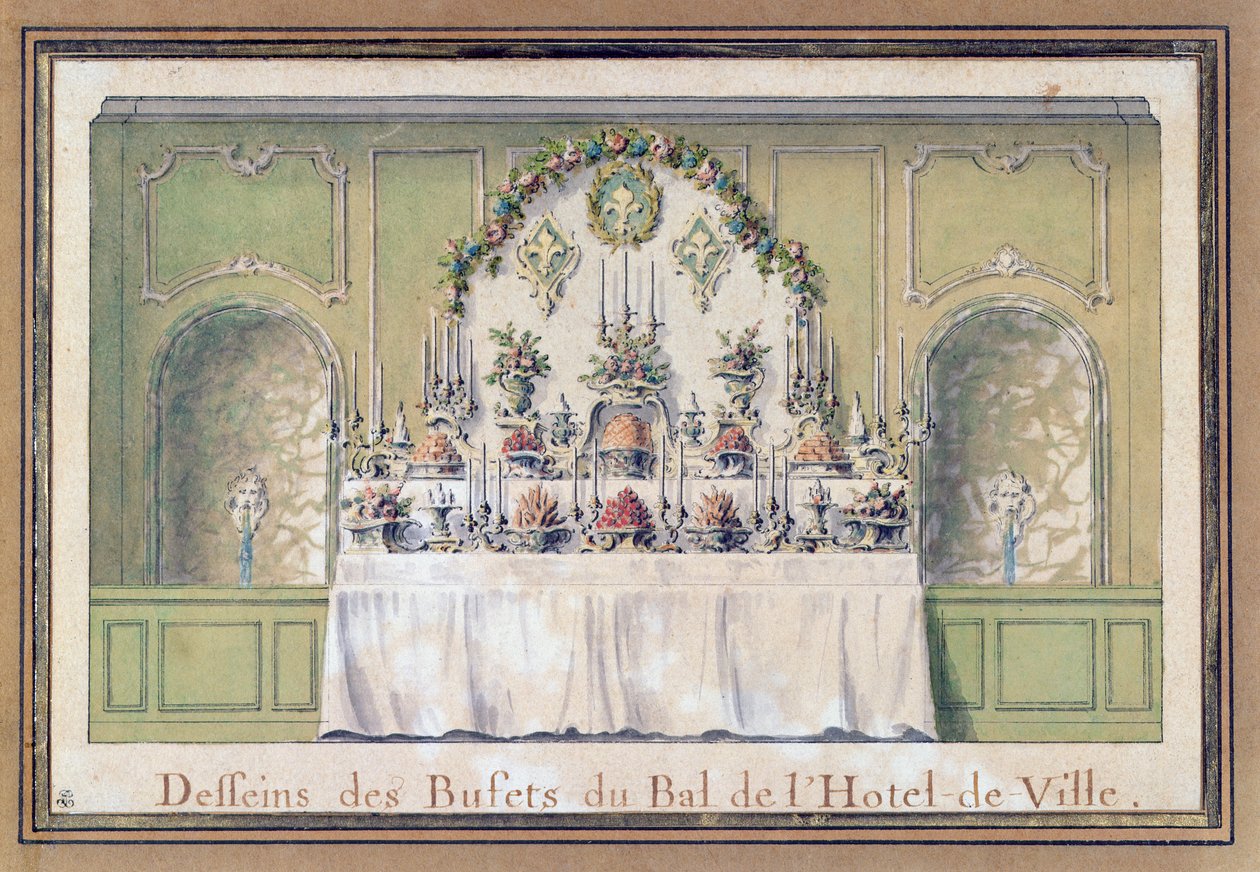Buffet juhlaa varten Hotel de Villessa, Pariisissa, 1745 tekijältä Jacques François Blondel