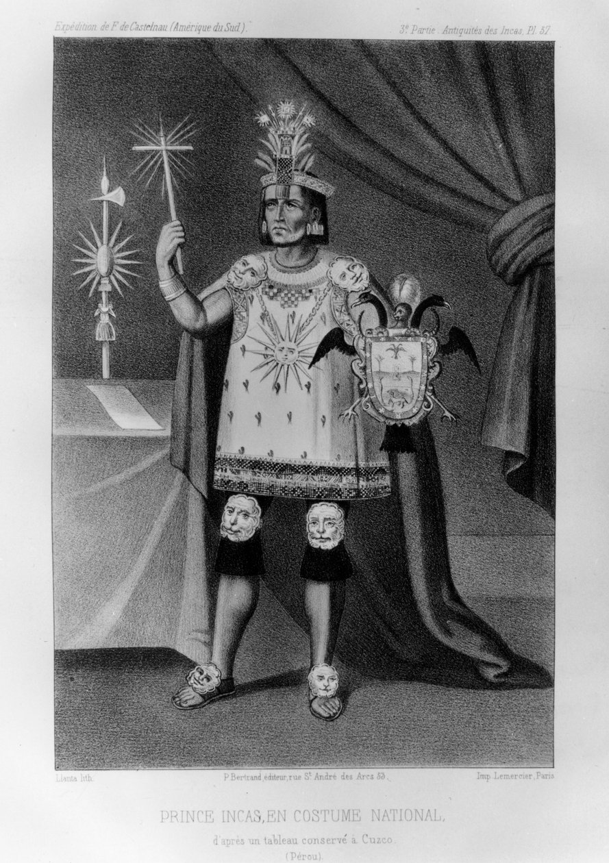 Inka-prinssi, kansallispuku, 1852 tekijältä Jacques Francois Gauderique Llanta