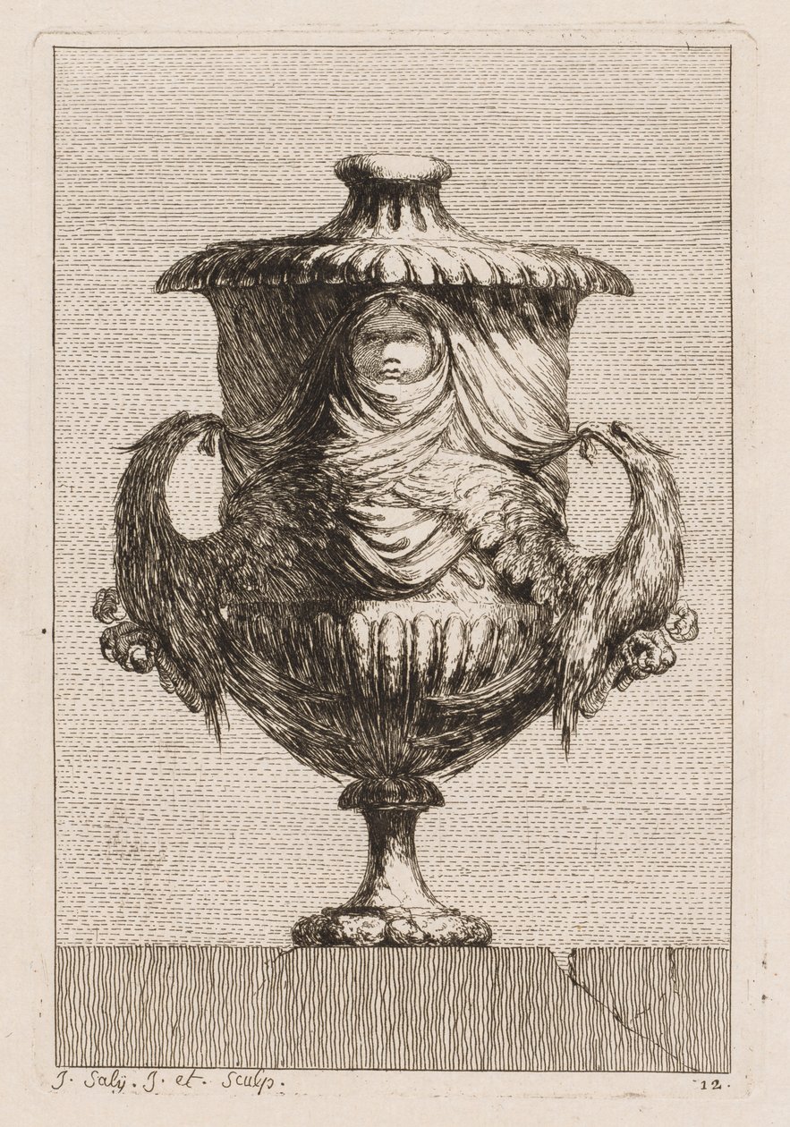Maljakkosarja: lautanen 12, 1746. tekijältä Jacques Francois Joseph Saly