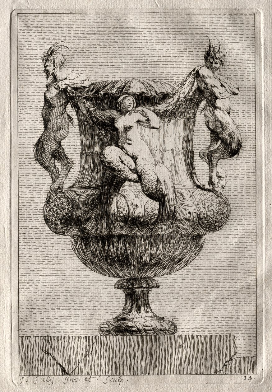 Maljakkosarja: lautanen 14, 1746. tekijältä Jacques Francois Joseph Saly