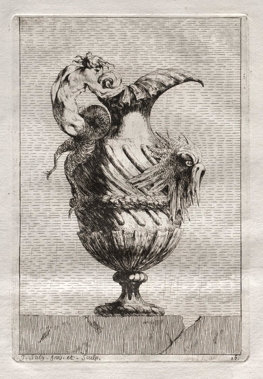 Maljakkosarja: lautanen 16, 1746. tekijältä Jacques Francois Joseph Saly