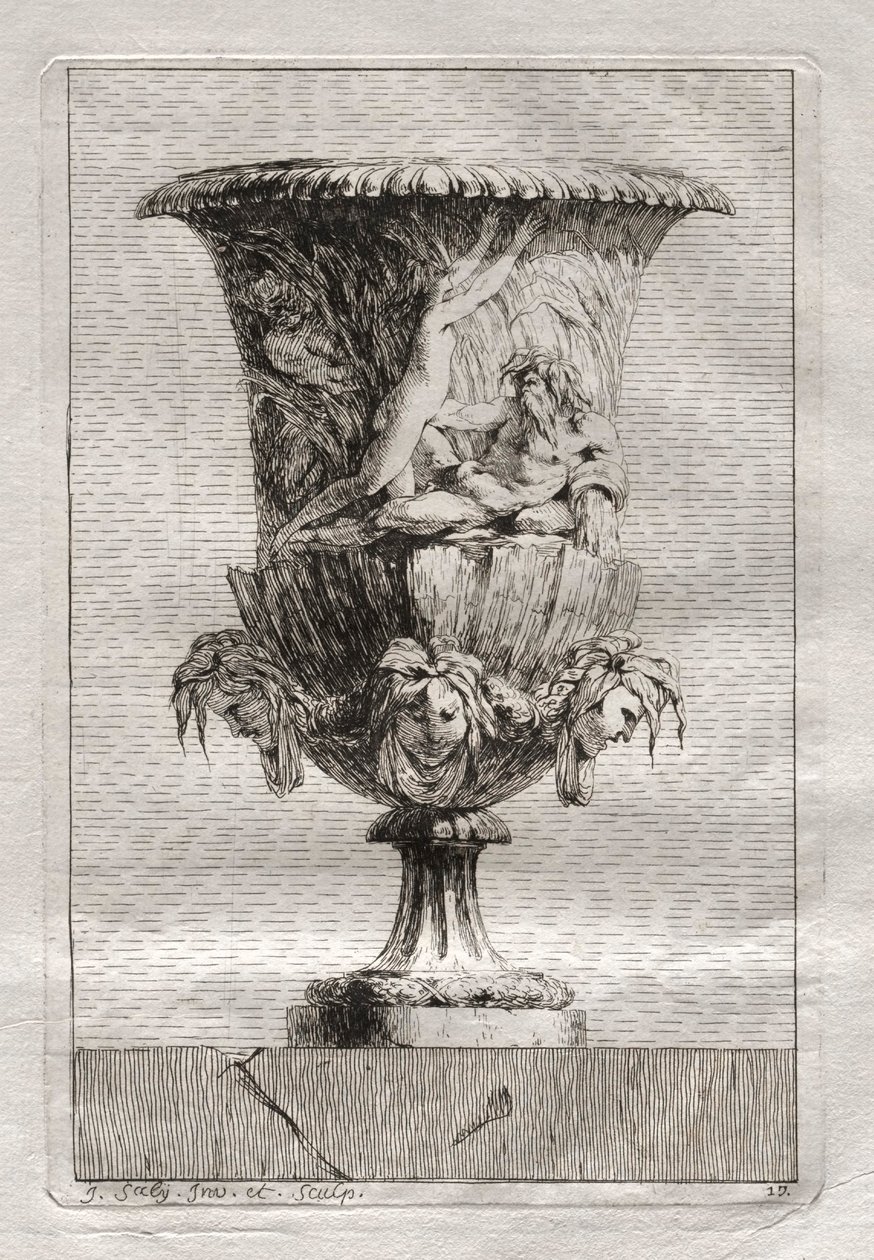 Maljakkosarja: lautanen 17, 1746. tekijältä Jacques Francois Joseph Saly