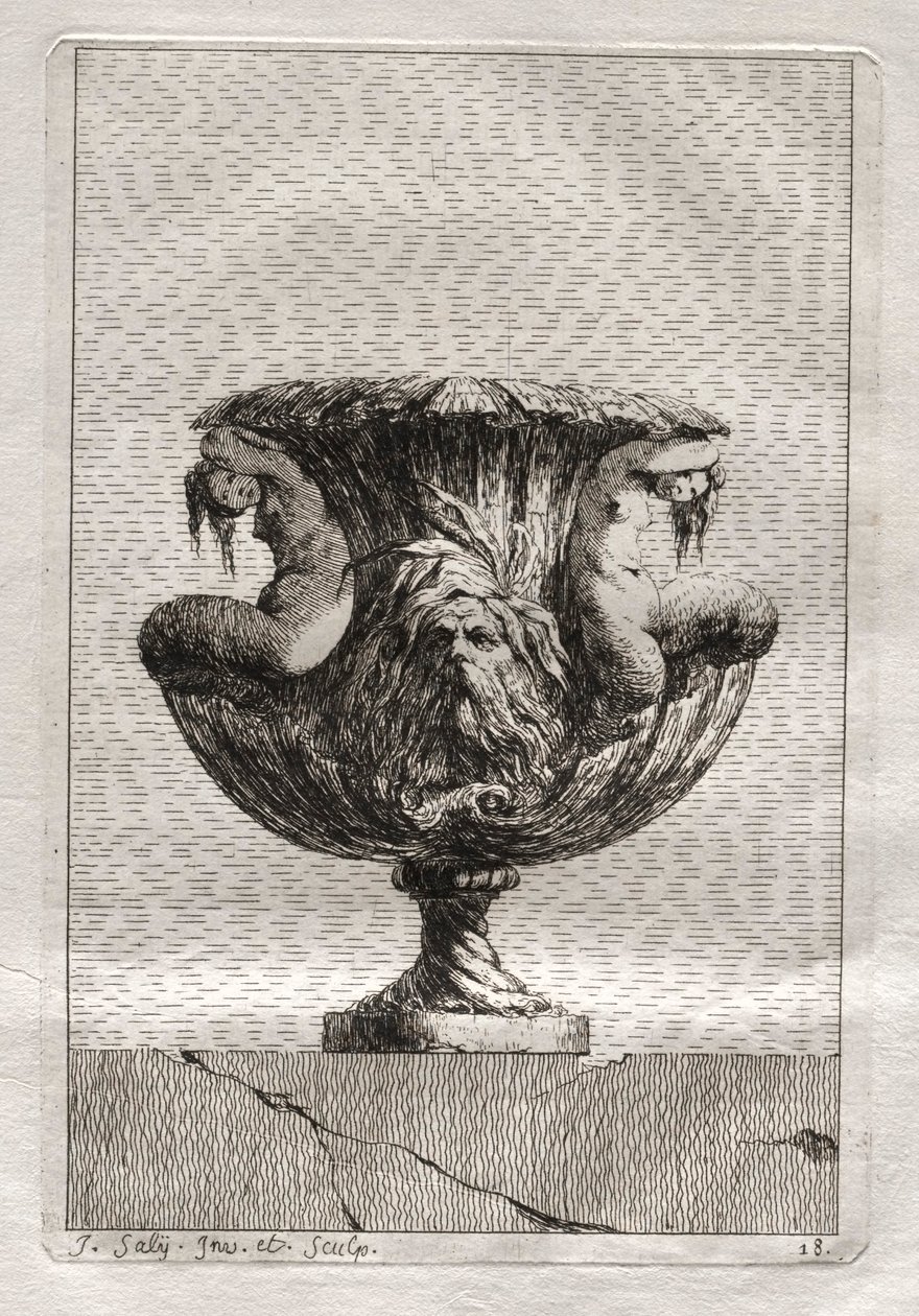 Maljakkosarja: lautanen 18, 1746. tekijältä Jacques Francois Joseph Saly