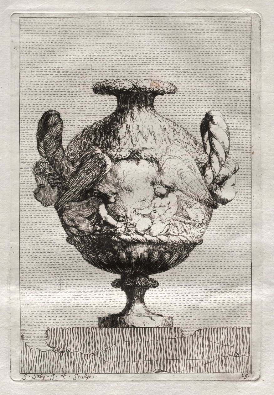 Maljakkosarja: lautanen 19, 1746. tekijältä Jacques Francois Joseph Saly