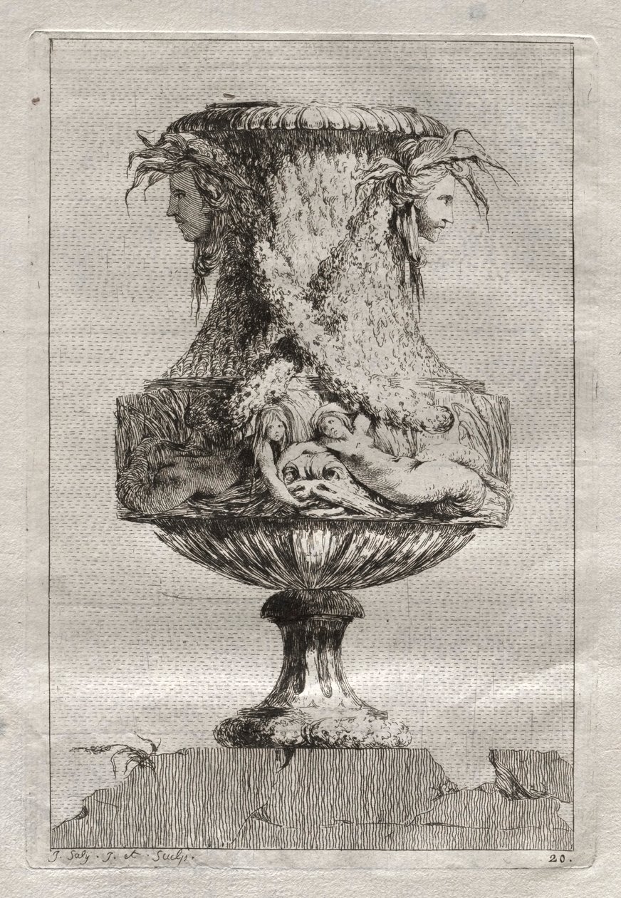 Maljakkosarja: lautanen 20, 1746. tekijältä Jacques Francois Joseph Saly