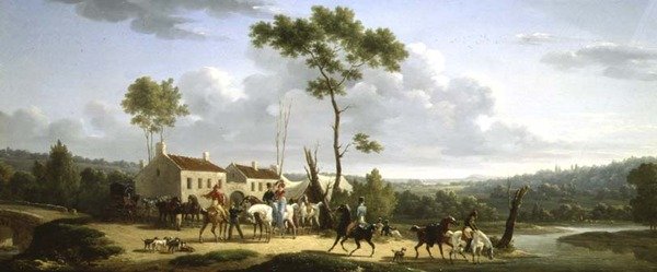 Maisema hahmojen kanssa tekijältä Jacques Francois Joseph Swebach