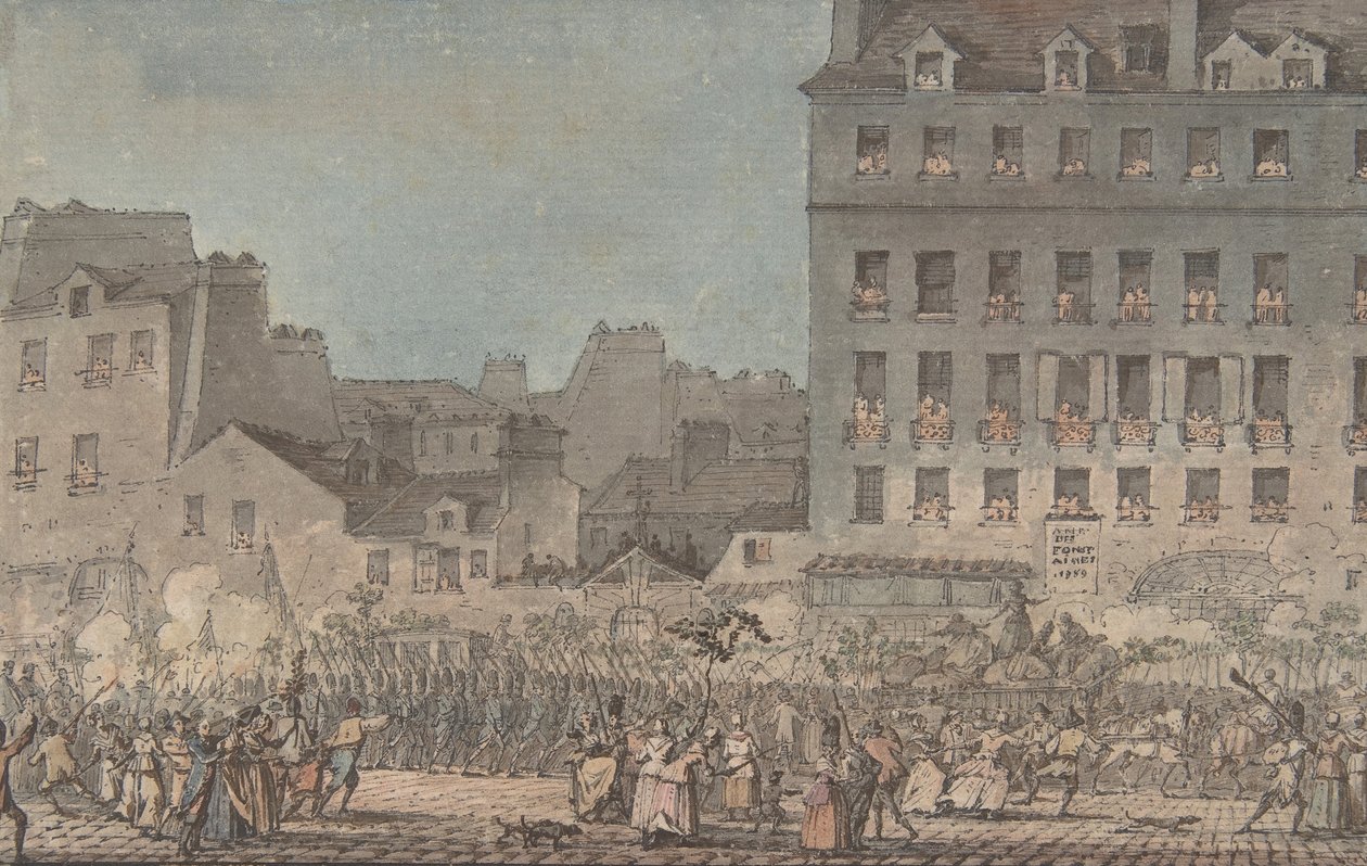 Louis XVI saapuu Pariisiin, 6. lokakuuta 1789, 1789. tekijältä Jacques Francois Joseph Swebach