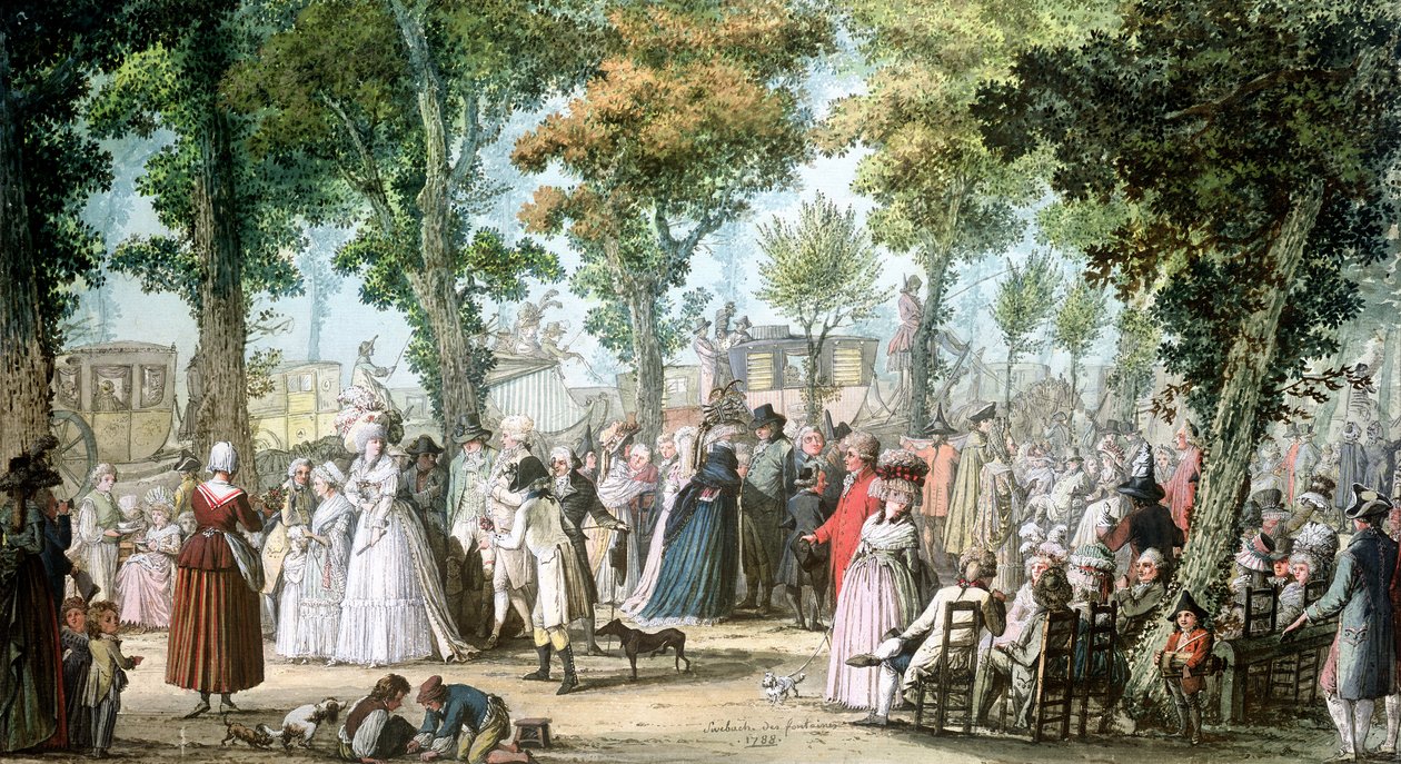 Promenade in Boulevard du Temple, 1788 tekijältä Jacques Francois Joseph Swebach