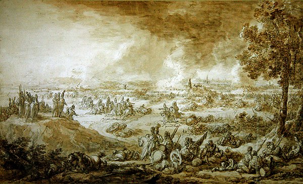 Leipzigin taistelu (kynän ja musteen pesu paperille) tekijältä Jacques Francois Joseph Swebach